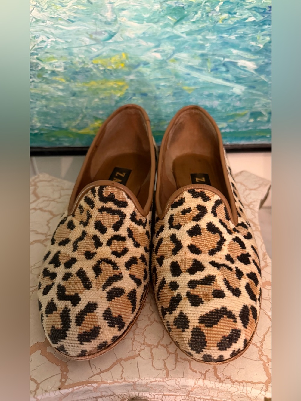 Zalo Tapestry Style Loafers
Needlepoint Leopard Pattern